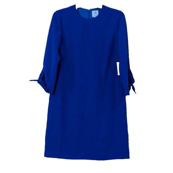 CeCe Womens Size 2 Deep Royal Blue Tie Sleeve Shift Dress Cocktail Party Lined - Picture 1 of 10